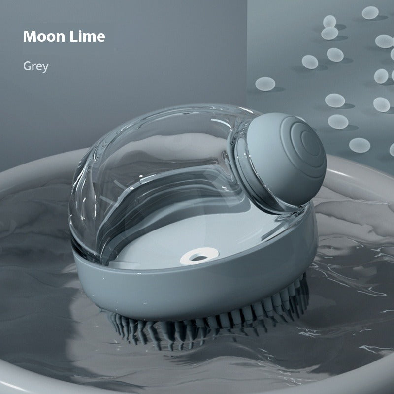 Gray grooming device with 'Moon Lime' branding on a water background