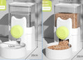 Pet food dispenser with measurement details on a gray background