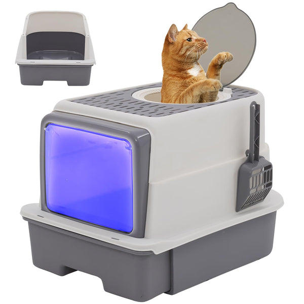 Savimero™ Large Foldable Enclosed Cat Litter Box with Slide-Out Drawer & Anti-Splash Top Entry Kitty Toilet 🐱✨