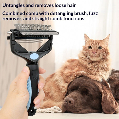 Pet grooming tool with a cat and dog on a white background