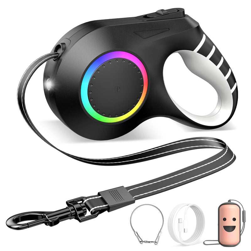 Marchelves™ 20ft Retractable Dog Leash with LED Light & Chew-Proof Wire Rope for Medium and Large Dogs